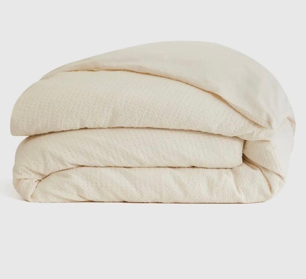 Quince Luxe Honeycomb 100% Organic Cotton Duvet Cover Full Queen Undyed MSRP$104